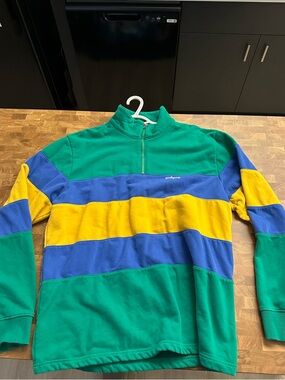 ONLY NY Striped Quarter Zip Pullover Sweatshirt Mens XXL